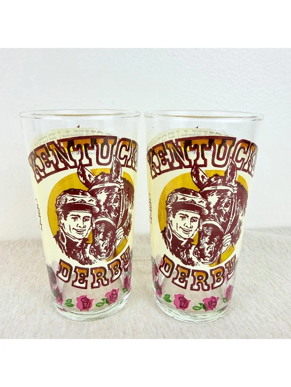 Set of 2 Vintage 1977 Kentucky Derby 103 Mint Julep Glasses Churchill Downs
